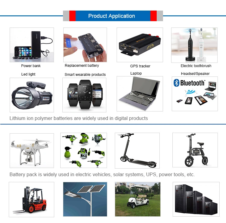 Ultra Thin Li Polymer Rechargeable Battery 100mAh 3.7V for Single Wheel E-Bike