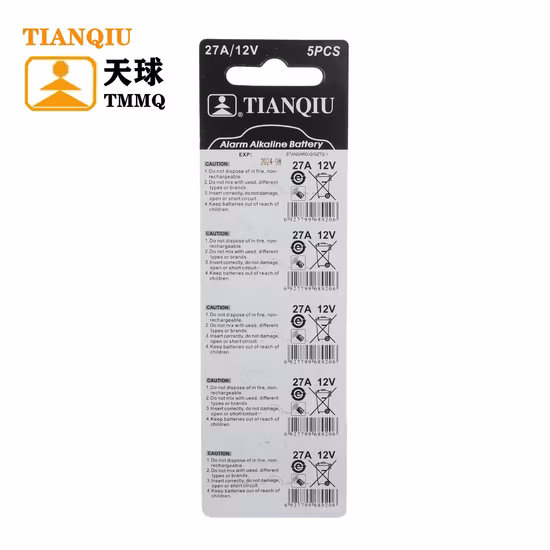 Tianqiu 27A alcalina 12V pila de botón batería seca precio de fábrica de zinc y carbono